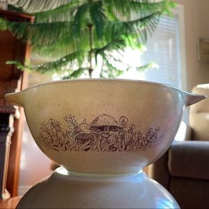 Medium Cinderella Bowl Forest Fancies Vintage Pyrex with Mushrooms